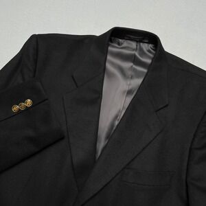 Harris & Frank Men Petrocelli Ornate Gold Button 100% Cashmere Blazer Black 44L